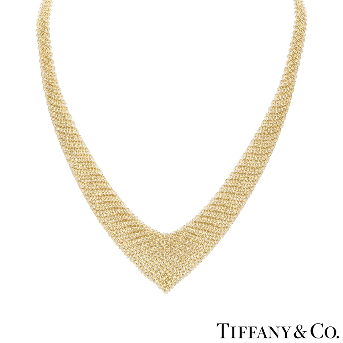 Tiffany & Co. Yellow Gold Elsa Peretti Mesh Bib Necklace | Rich Diamonds
